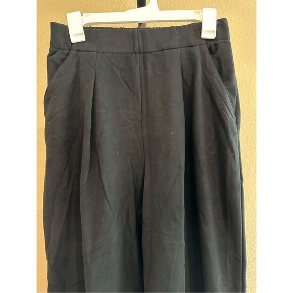Size M Halara High Waisted Side Pocket Wide Leg Fleece Casual Pants in Black - Picture 4 of 7